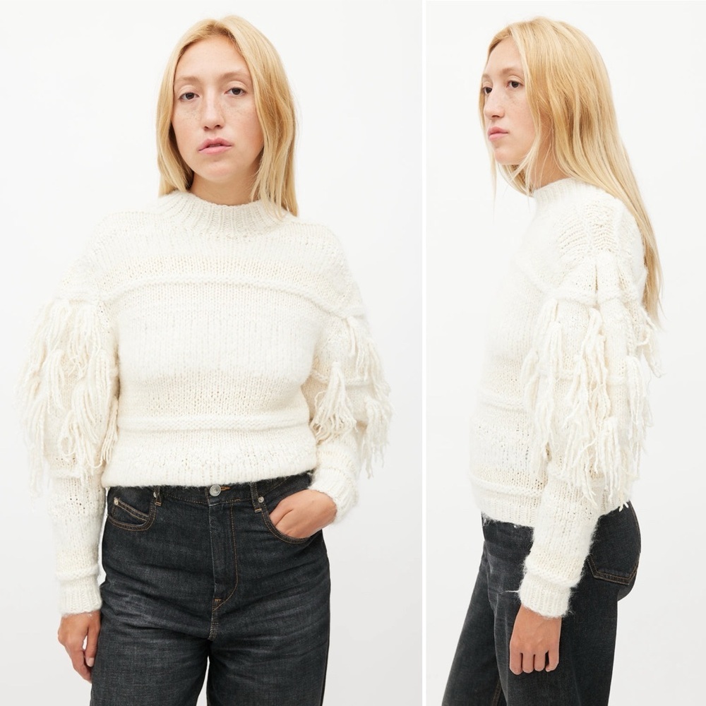 Ulla Johnson Delma Fringe Pullover Sweater Cream Ivory Tassel Knit Size P / XS - Picture 3 of 16